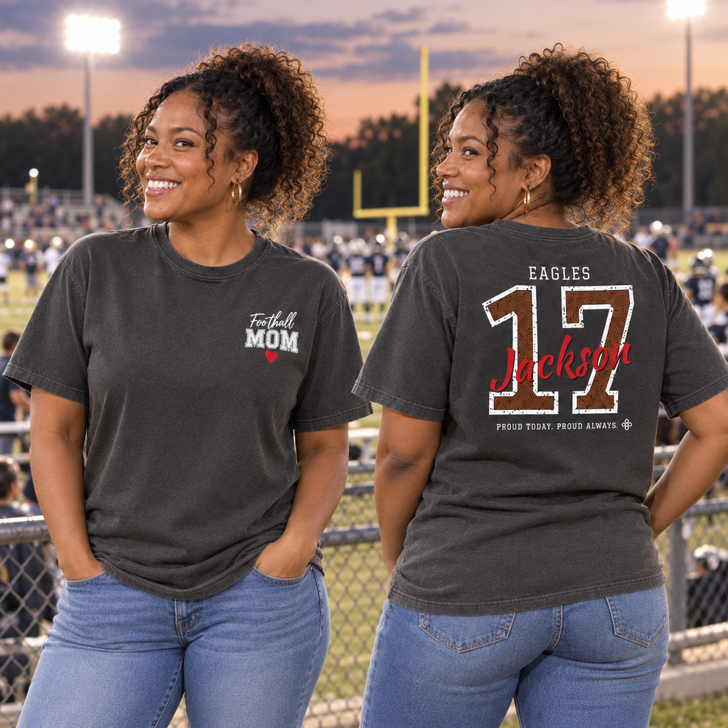 Personalized Football Family Jersey Shirt - Proud Today. Proud Always. | Mom, Dad, Nana, Coach & More | Custom Team Name, Number & Player Name | Comfort Colors Tee
