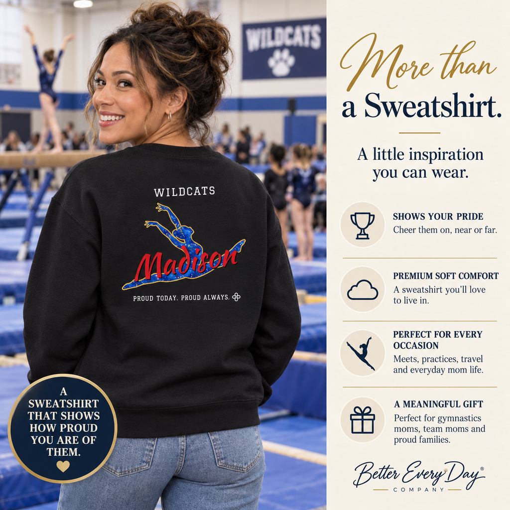 Personalized Gymnastics Mom jersey sweatshirt with custom team name, number and player name