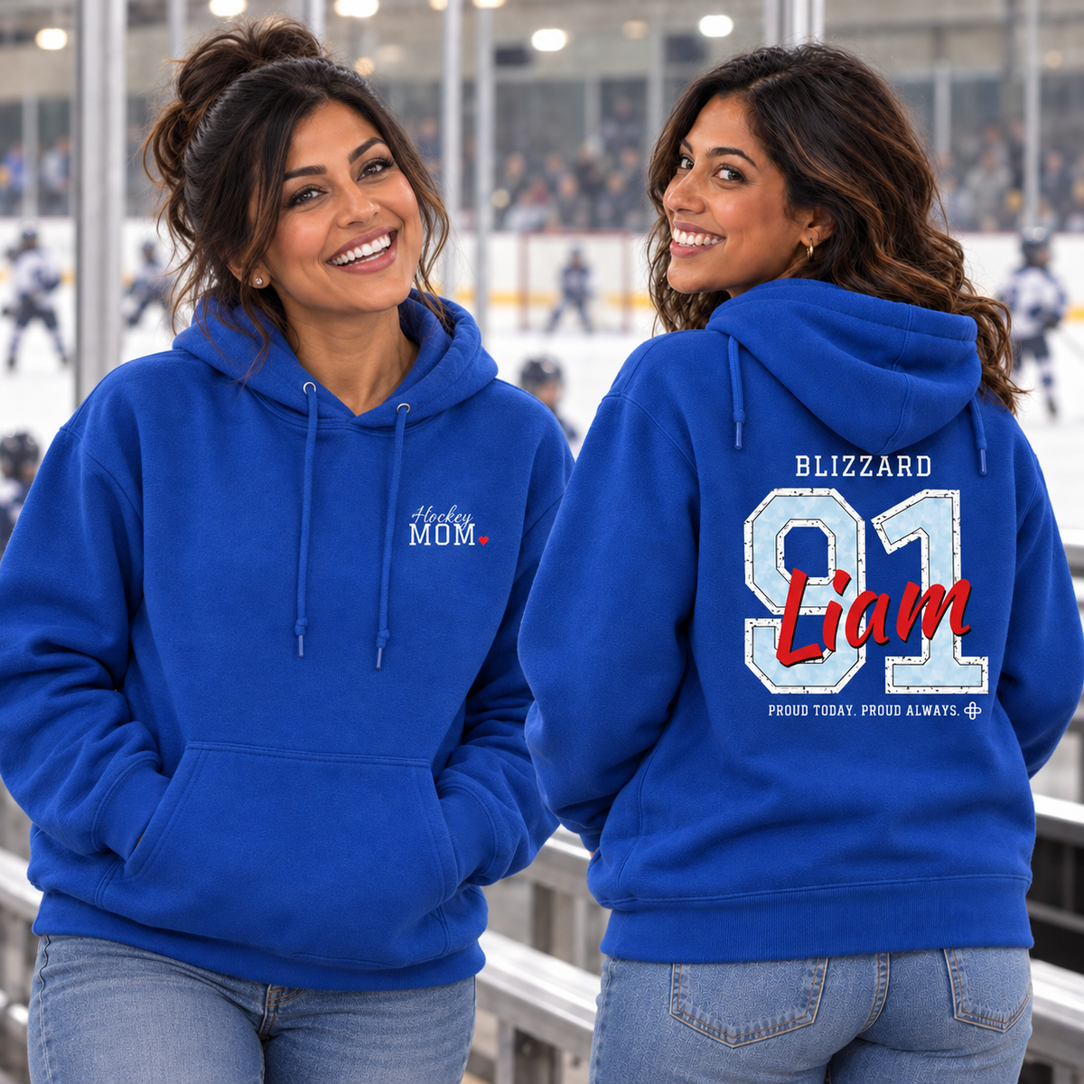Personalized Hockey Family Jersey Hoodie - Proud Today. Proud Always. | Mom, Dad, Nana, Coach & More | Custom Team Name, Number & Player Name | Gildan Hoodie