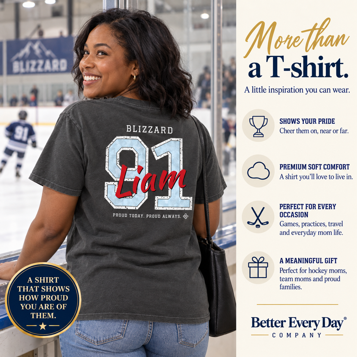 Personalized Hockey Family Jersey Shirt - Proud Today. Proud Always. | Mom, Dad, Nana, Coach & More | Custom Team Name, Number & Player Name | Comfort Colors Tee