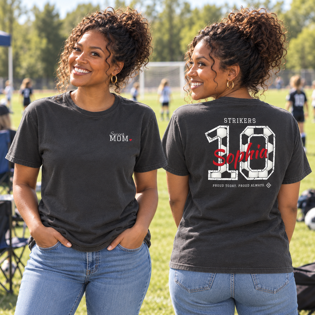 Personalized Soccer Family Jersey Shirt - Proud Today. Proud Always. | Mom, Dad, Nana, Coach & More | Custom Team Name, Number & Player Name | Comfort Colors Tee
