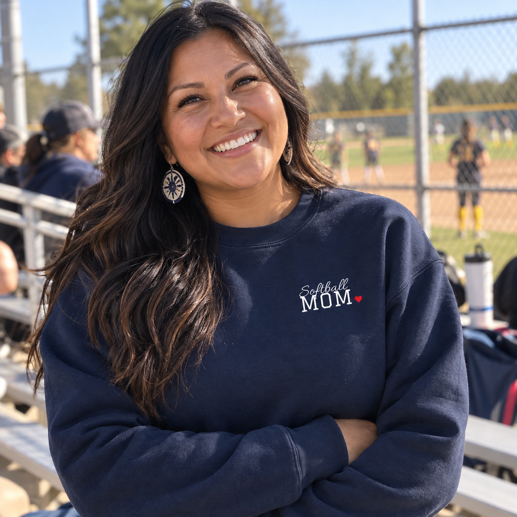 Personalized Softball Family Jersey Sweatshirt - Proud Today. Proud Always. | Mom, Dad, Nana, Coach & More | Custom Team Name, Number & Player Name | Gildan Crewneck