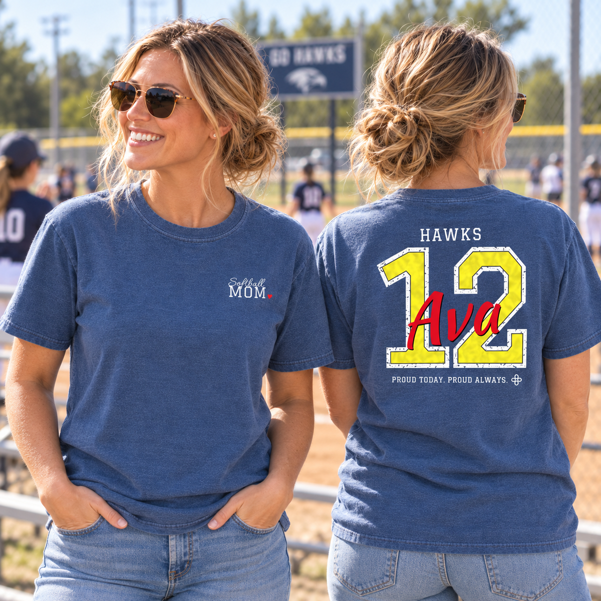Personalized Softball Family Jersey Shirt - Proud Today. Proud Always. | Mom, Dad, Nana, Coach & More | Custom Team Name, Number & Player Name | Comfort Colors Tee