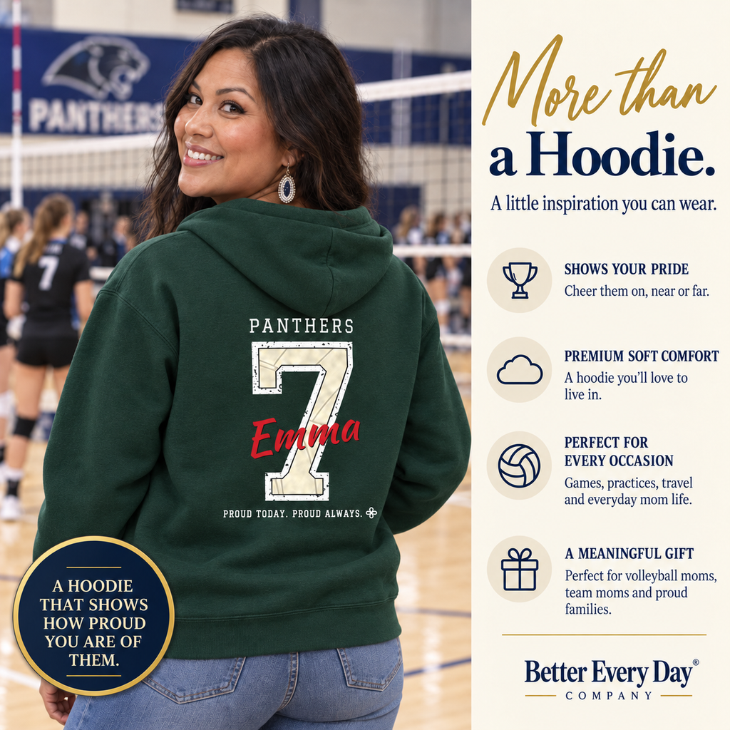 Personalized Volleyball Family Jersey Hoodie - Proud Today. Proud Always. | Mom, Dad, Nana, Coach & More | Custom Team Name, Number & Player Name | Gildan Hoodie