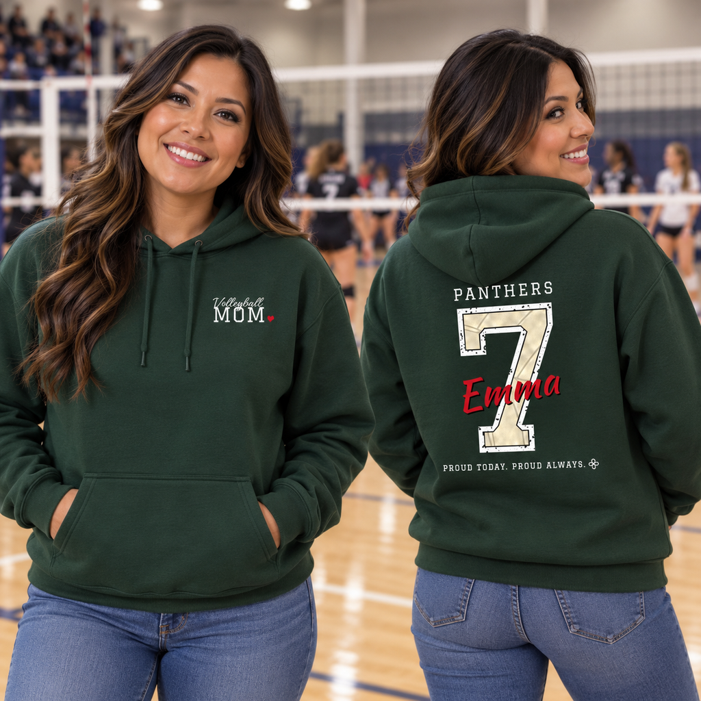 Personalized Volleyball Family Jersey Hoodie - Proud Today. Proud Always. | Mom, Dad, Nana, Coach & More | Custom Team Name, Number & Player Name | Gildan Hoodie
