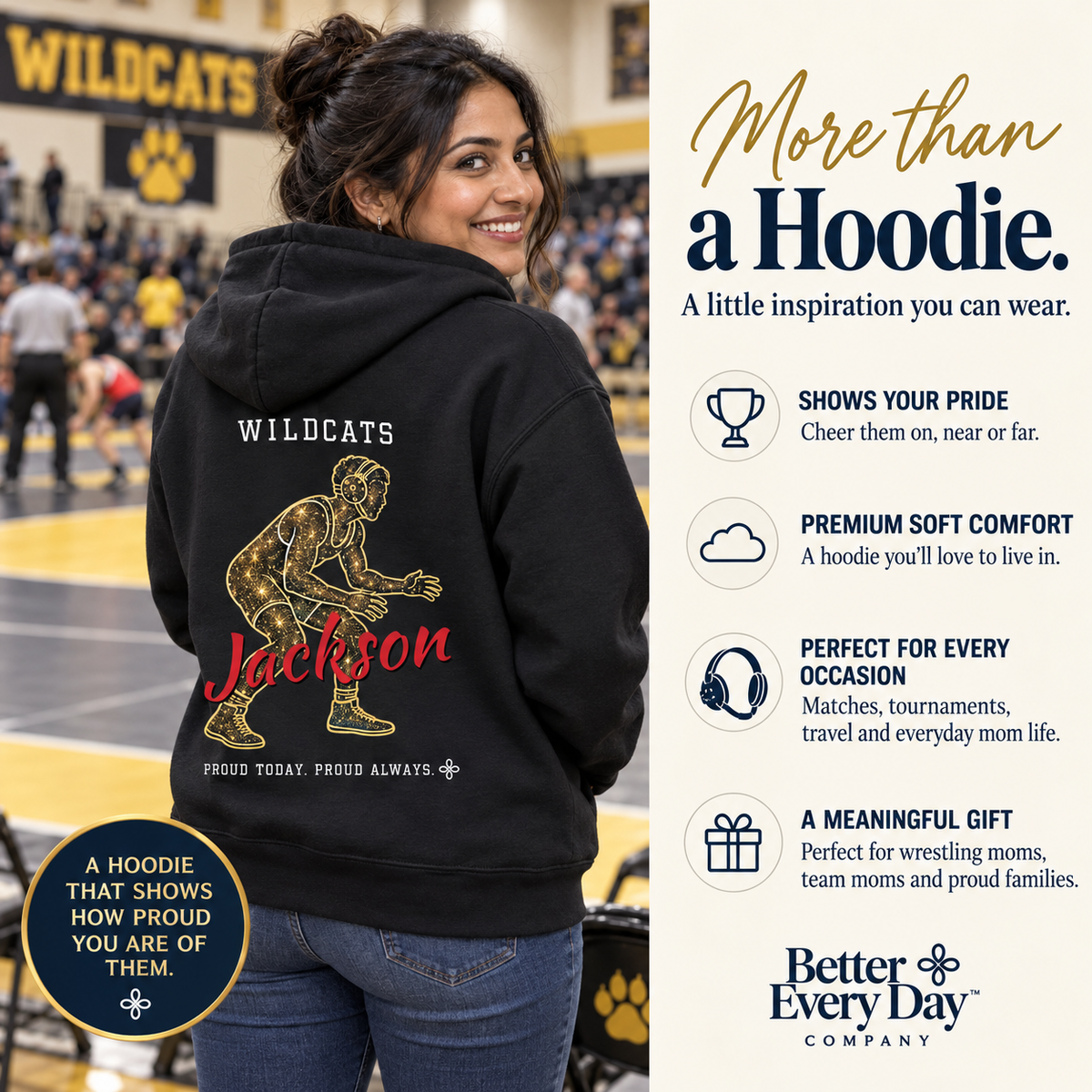 Personalized Wrestling Mom jersey hoodie with custom team name, number and player name
