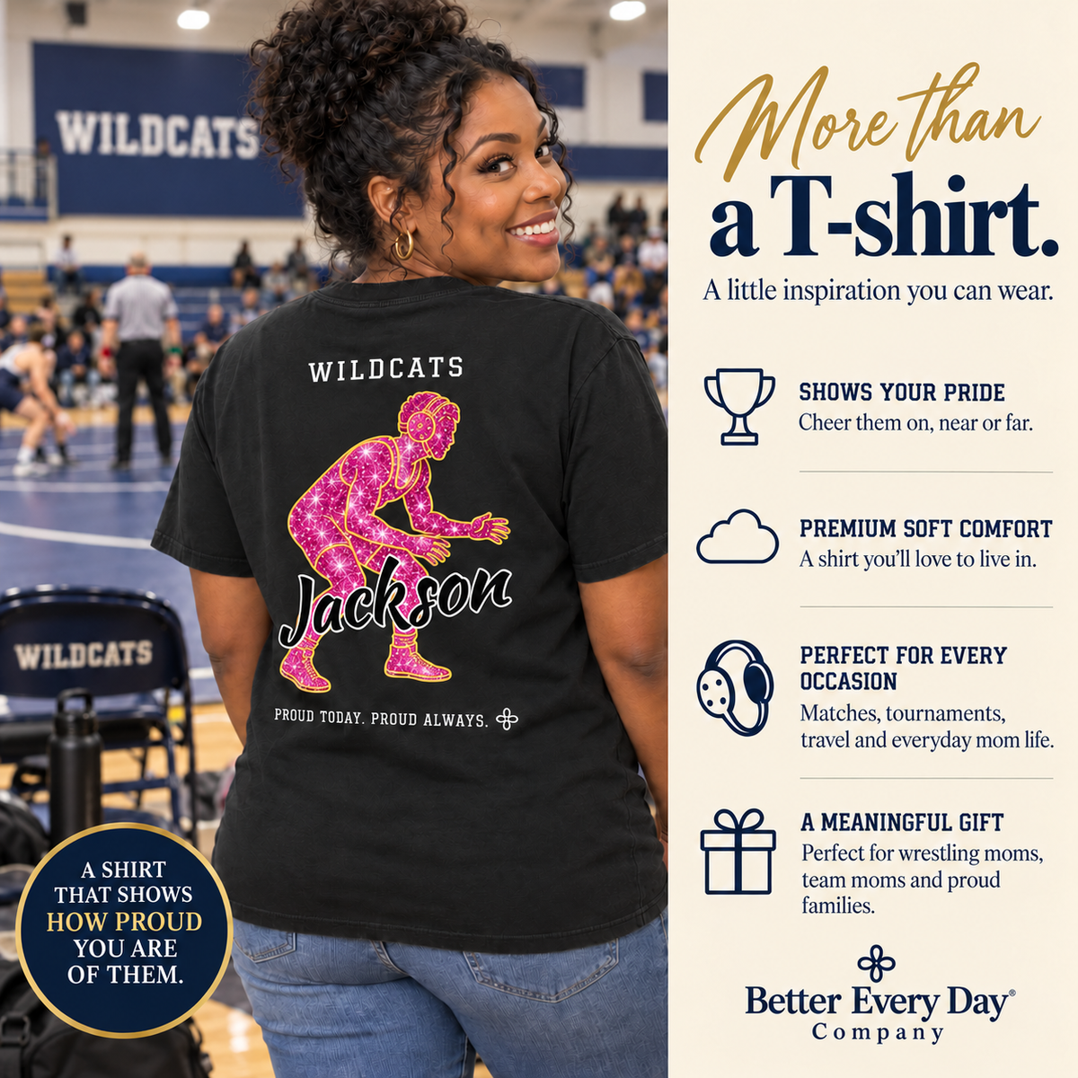 Personalized Wrestling Mom jersey tee with custom team name, number and player name