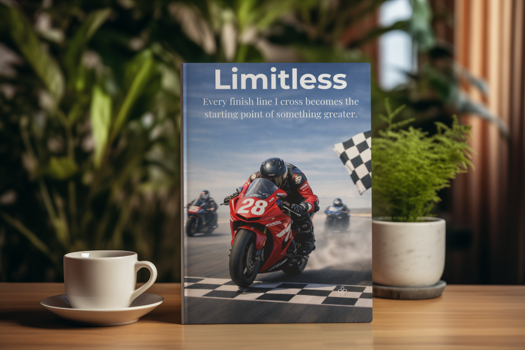 Limitless - Motorcycle, Inspirational Journal, 6"x9"Paperback, Spiral Bound and Hardback , College Ruled Motivational Blank Notebook