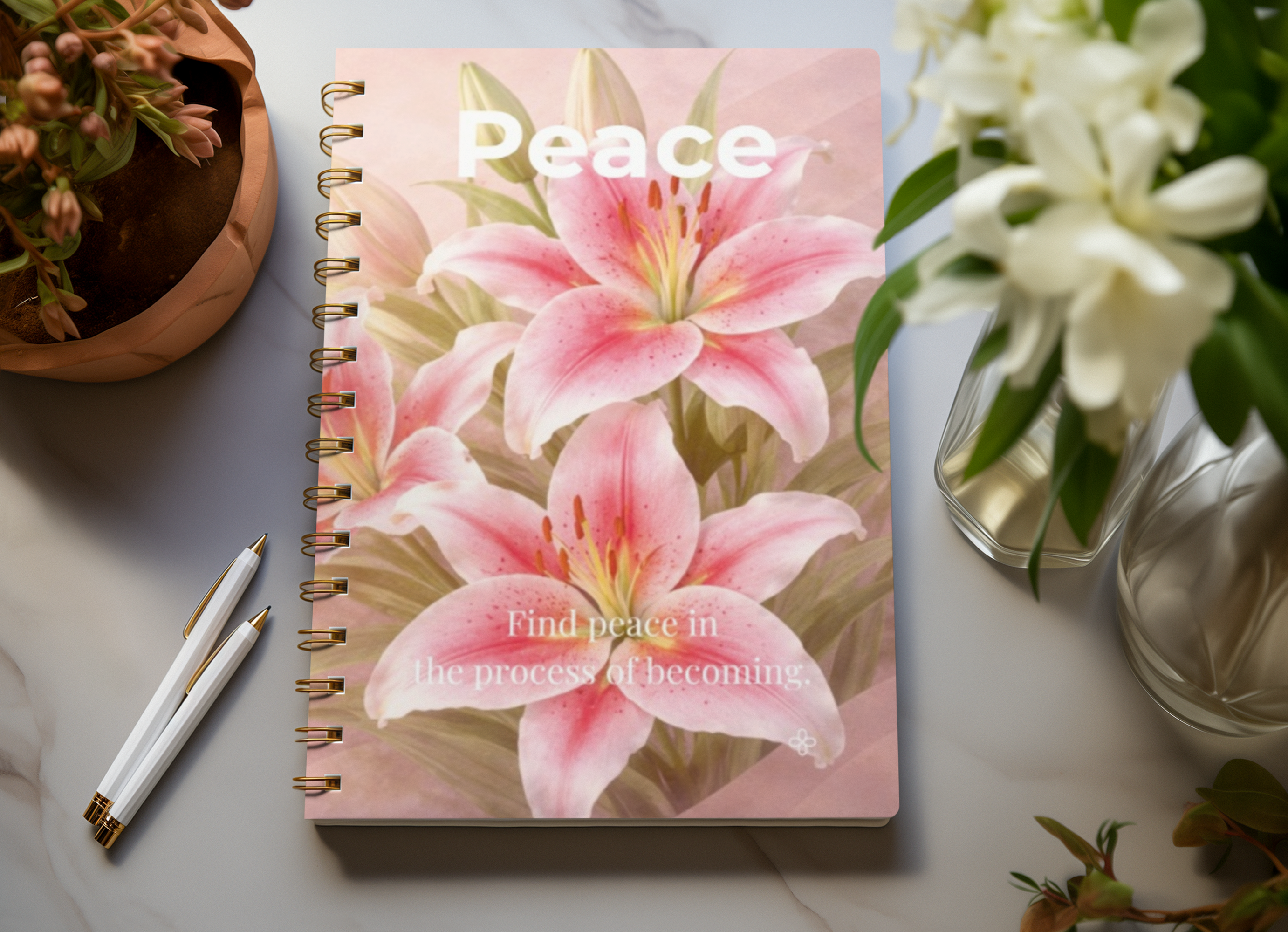 Peace, Inspirational Journal, 6"x9" College Ruled Motivational Blank Notebook, Paperback, Hardcover, Spiral Bound
