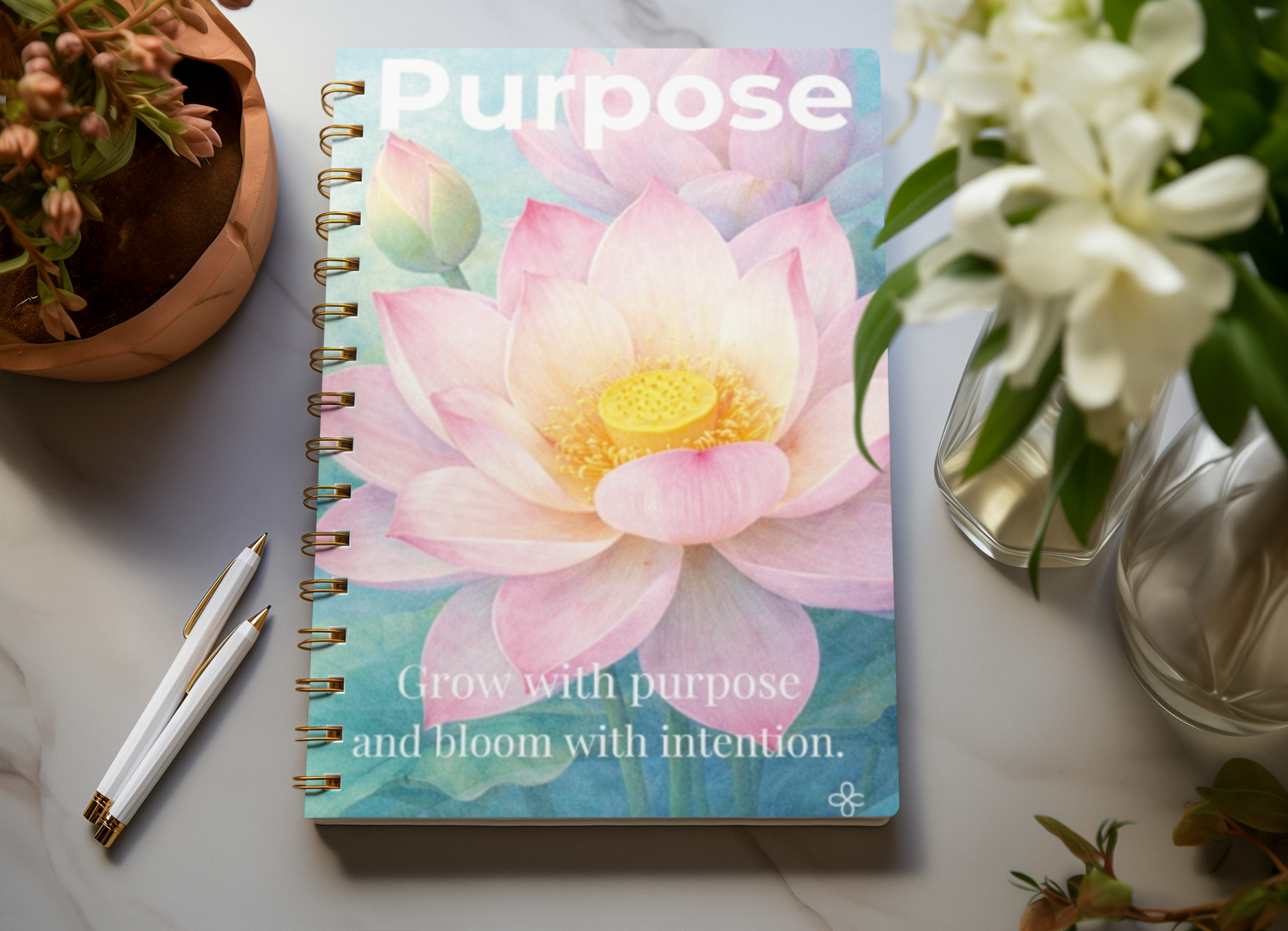 Purpose, Inspirational Journal, 6"x9" College Ruled Motivational Blank Notebook, Paperback, Hardcover and Spiral Bound