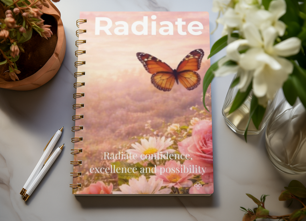 Radiate, Inspirational Journal, 6"x9" College Ruled Motivational Blank Notebook, Paperback, Hardcover and Spiral Bound