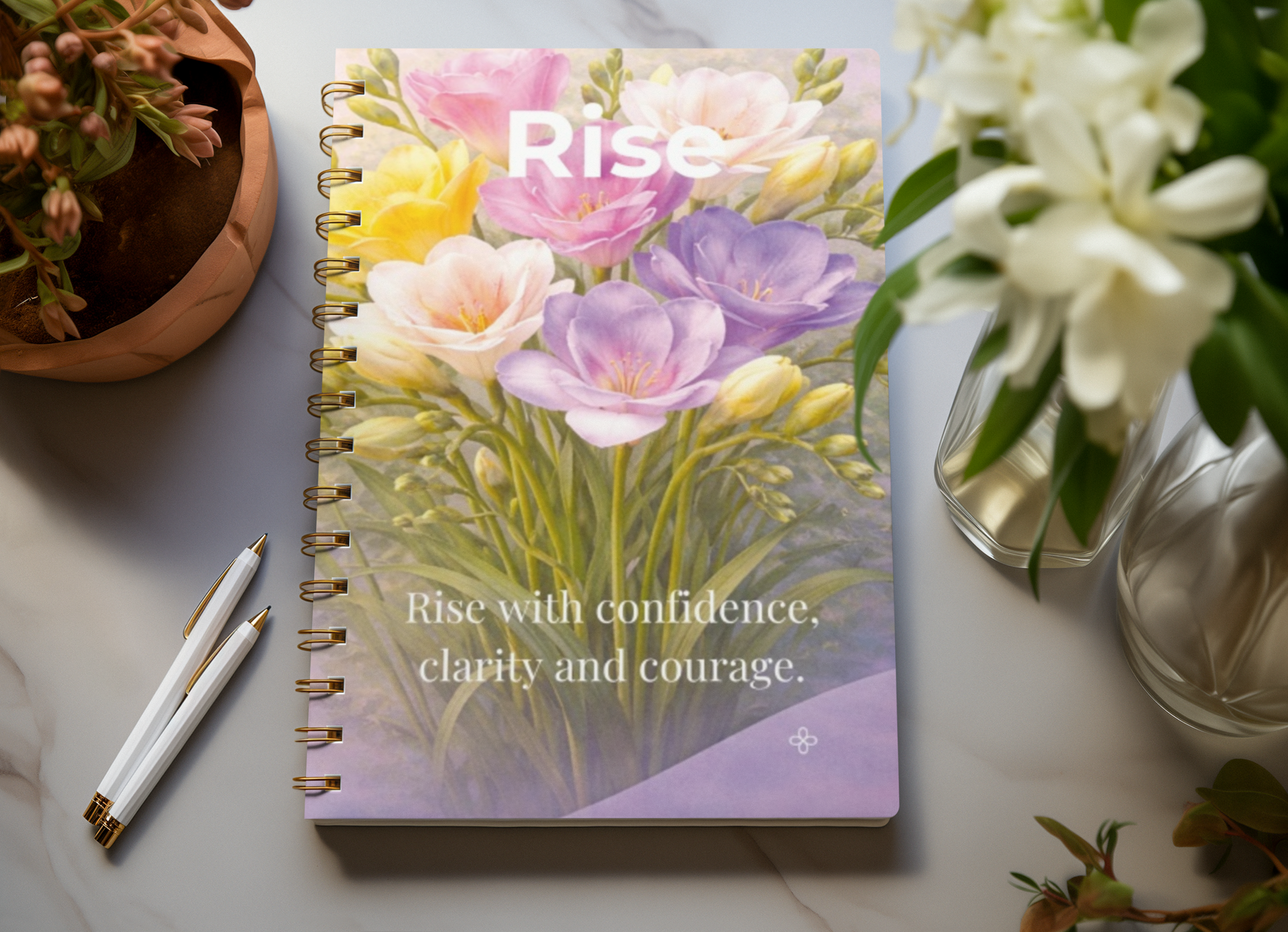 Rise, Inspirational Journal, 6"x9" College Ruled Motivational Blank Notebook, Paperback