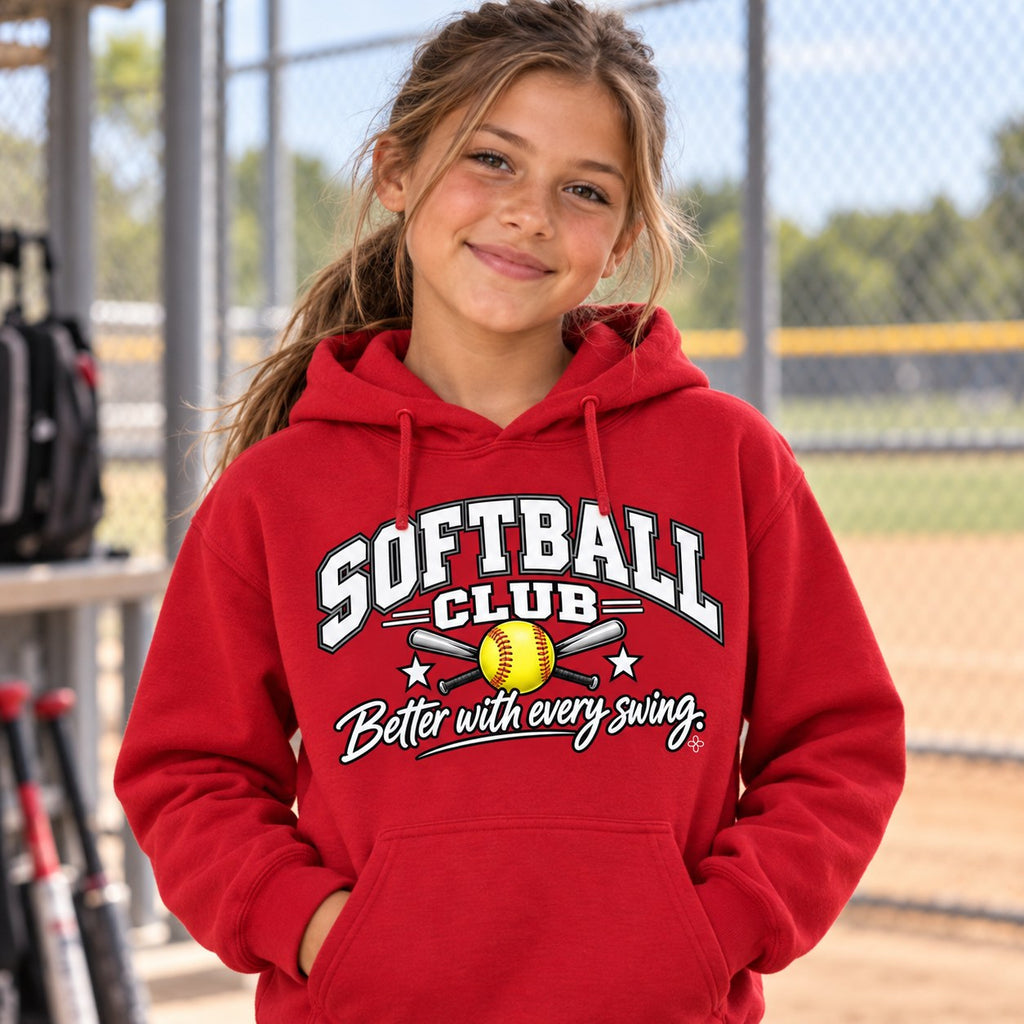 Softball Club Youth Hoodie lifestyle photo