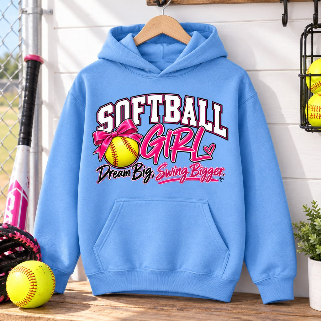 Softball Girl Youth Hoodie lifestyle photo