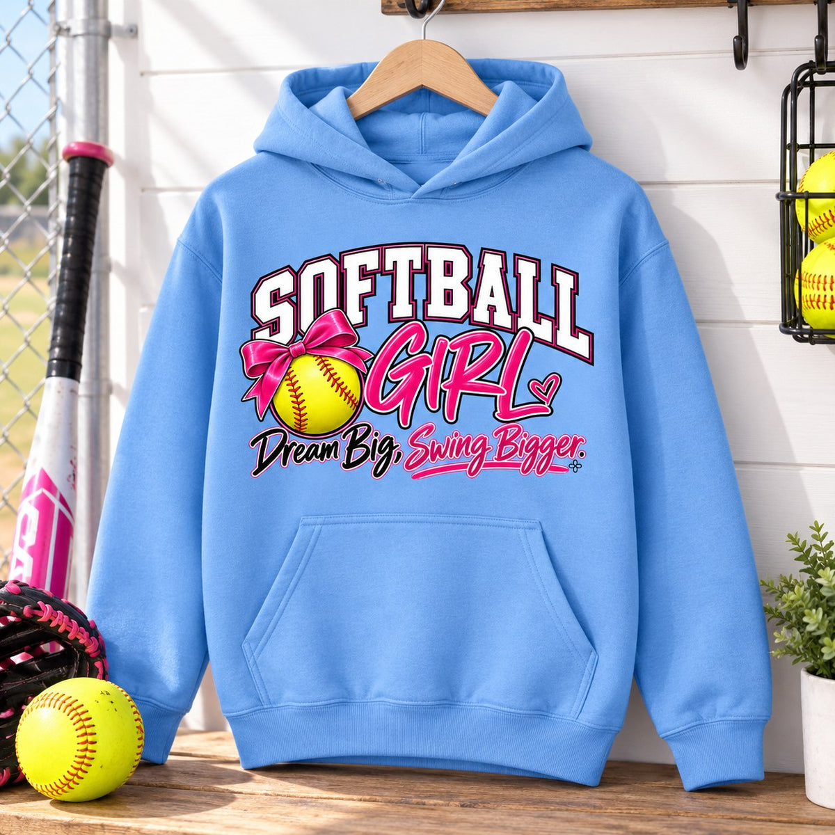 Softball Girl Youth Hoodie lifestyle photo