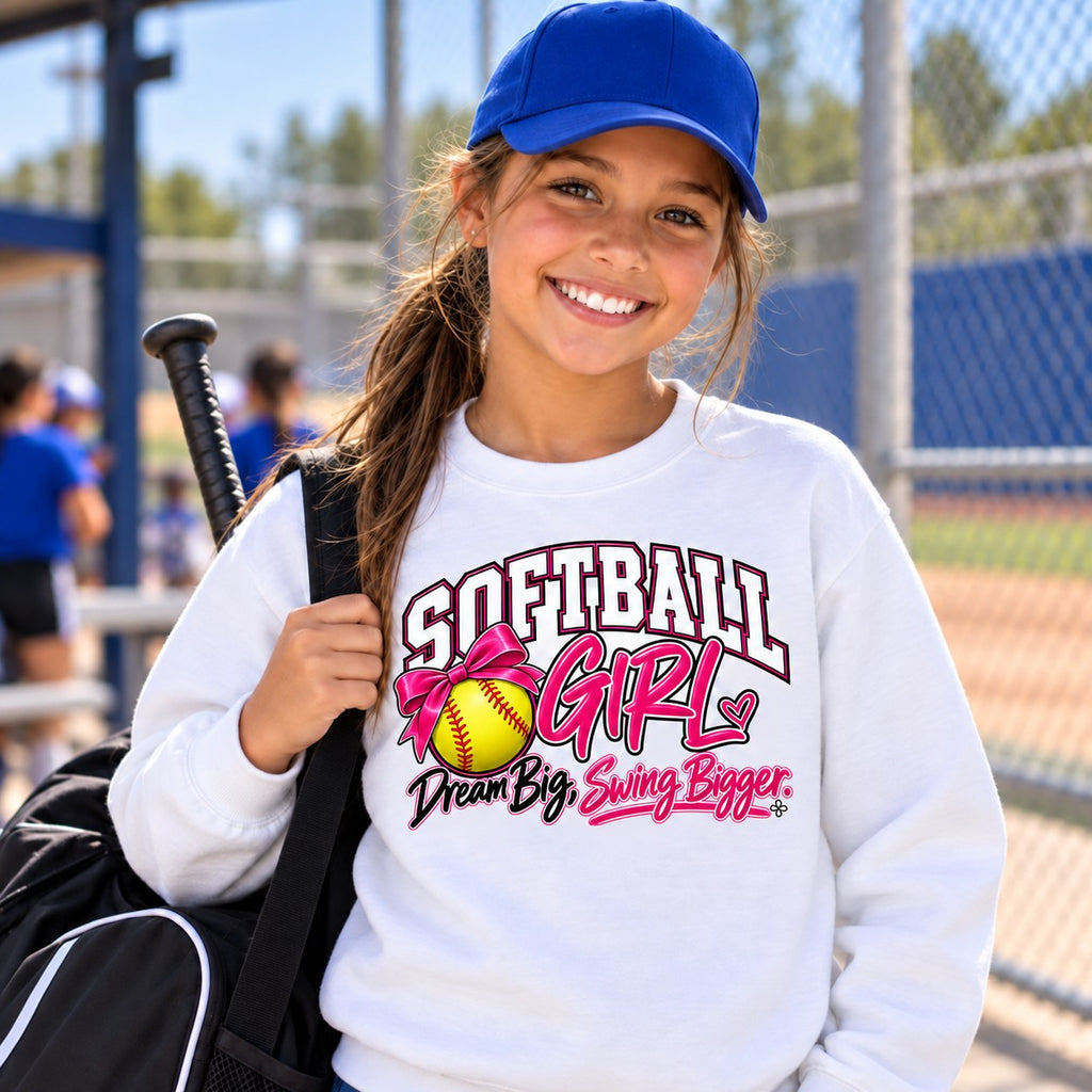 Softball Girl Youth Sweatshirt lifestyle photo
