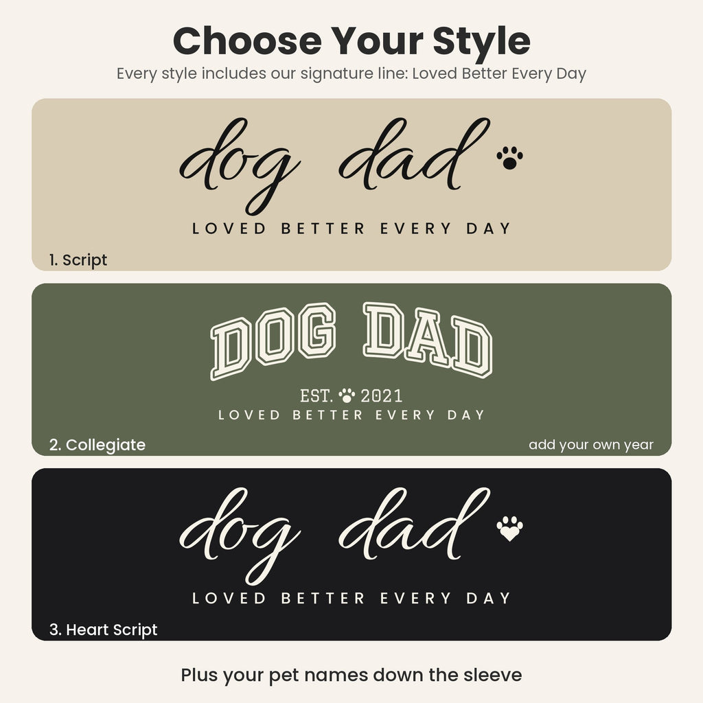 Personalized Dog Dad Hoodie - choose your style: Script, Collegiate or Heart Script