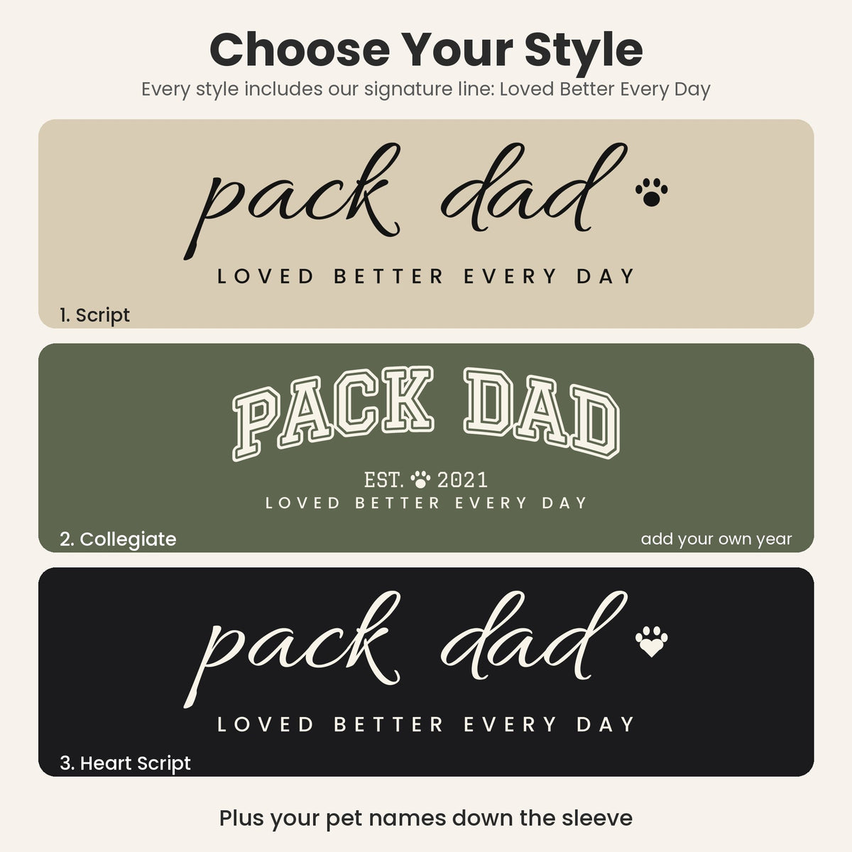 Personalized Pack Dad Hoodie - choose your style: Script, Collegiate or Heart Script