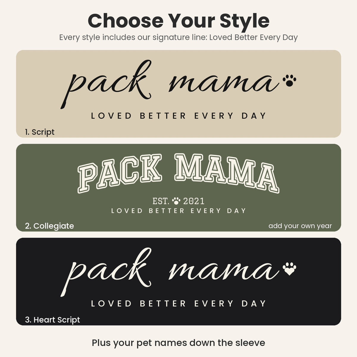 Personalized Pack Mama Hoodie - choose your style: Script, Collegiate or Heart Script