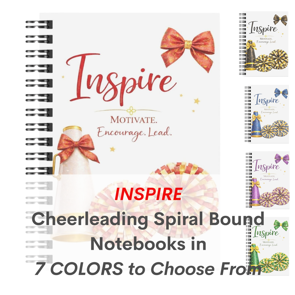 Inspire - Cheerleading Notebook - 7 Colors, 8.5"x11" Wide Ruled Blank Notebook, Spiral Bound