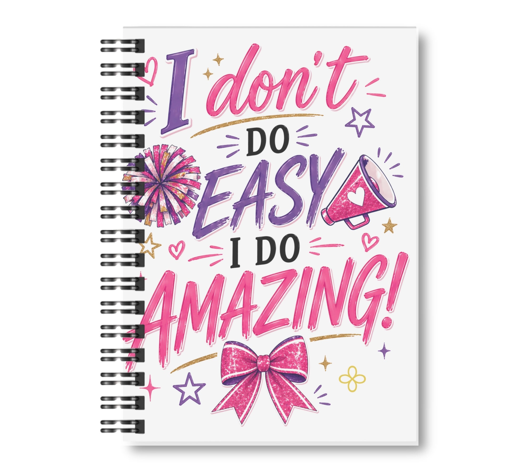 Cheerleading Notebook - 15 Covers to Choose From, Wide Ruled Lined Journal, 100 pages, 8.5"x11" Spiral Bound