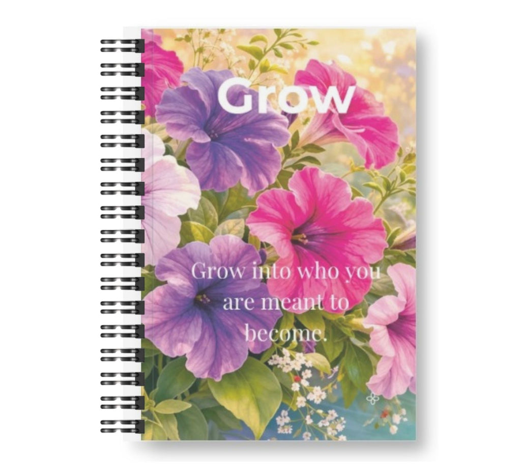 Grow, Inspirational Journal, 6"x9" College Ruled Motivational Blank Notebook, Paperback, Hardcover and Spiral Bound
