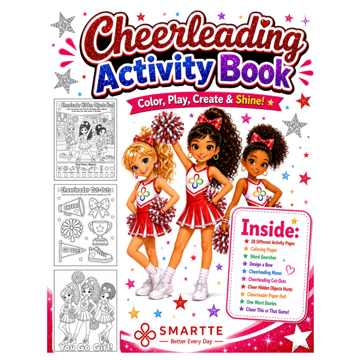 Cheerleading Activity Book Printable | 28 Pages, Games, Coloring (Digital Download)