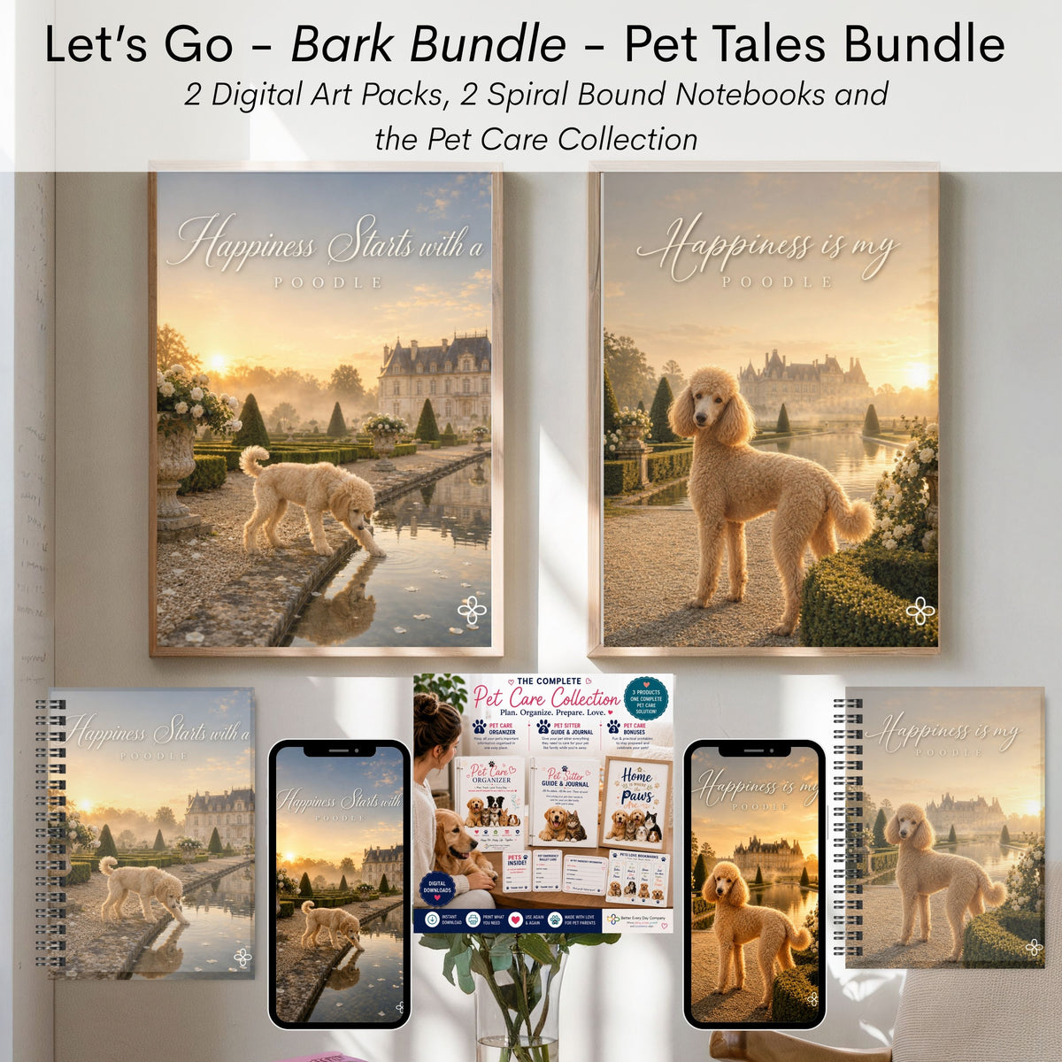 Apricot / Cream Poodle - Bark Bundle - Let's Go Pet Tales Digital and Journal Bundle