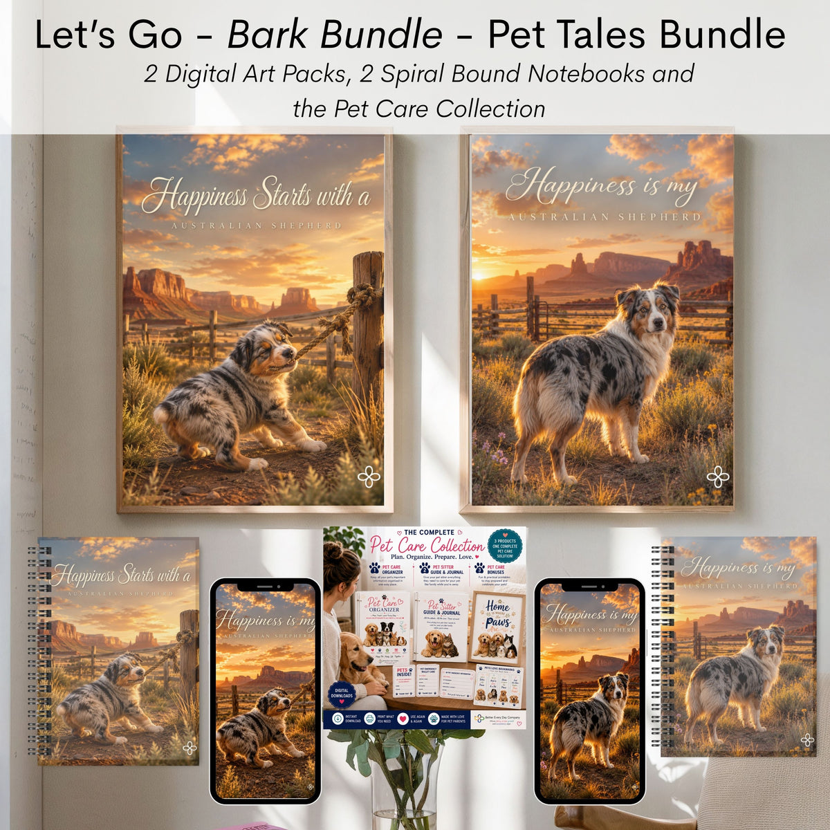 Australian Shepherd - Bark Bundle - Let's Go Pet Tales Digital and Journal Bundle