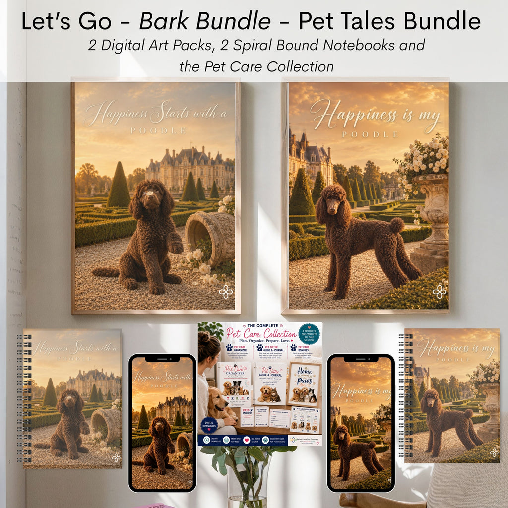 Chocolate / Brown Poodle - Bark Bundle - Let's Go Pet Tales Digital and Journal Bundle