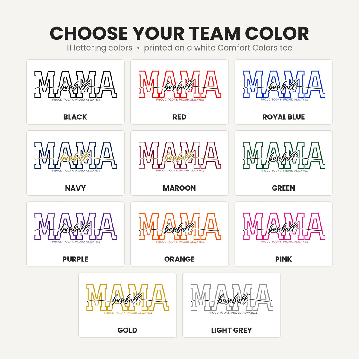 Baseball Mama shirt team lettering colors