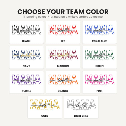 Baseball Mama shirt team lettering colors