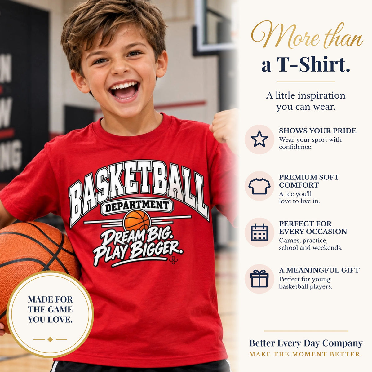BED-SET-v1 banner | Basketball Department Youth T-Shirt | Dream Big, Play Bigger | Kids Basketball Comfort Colors Youth Tee