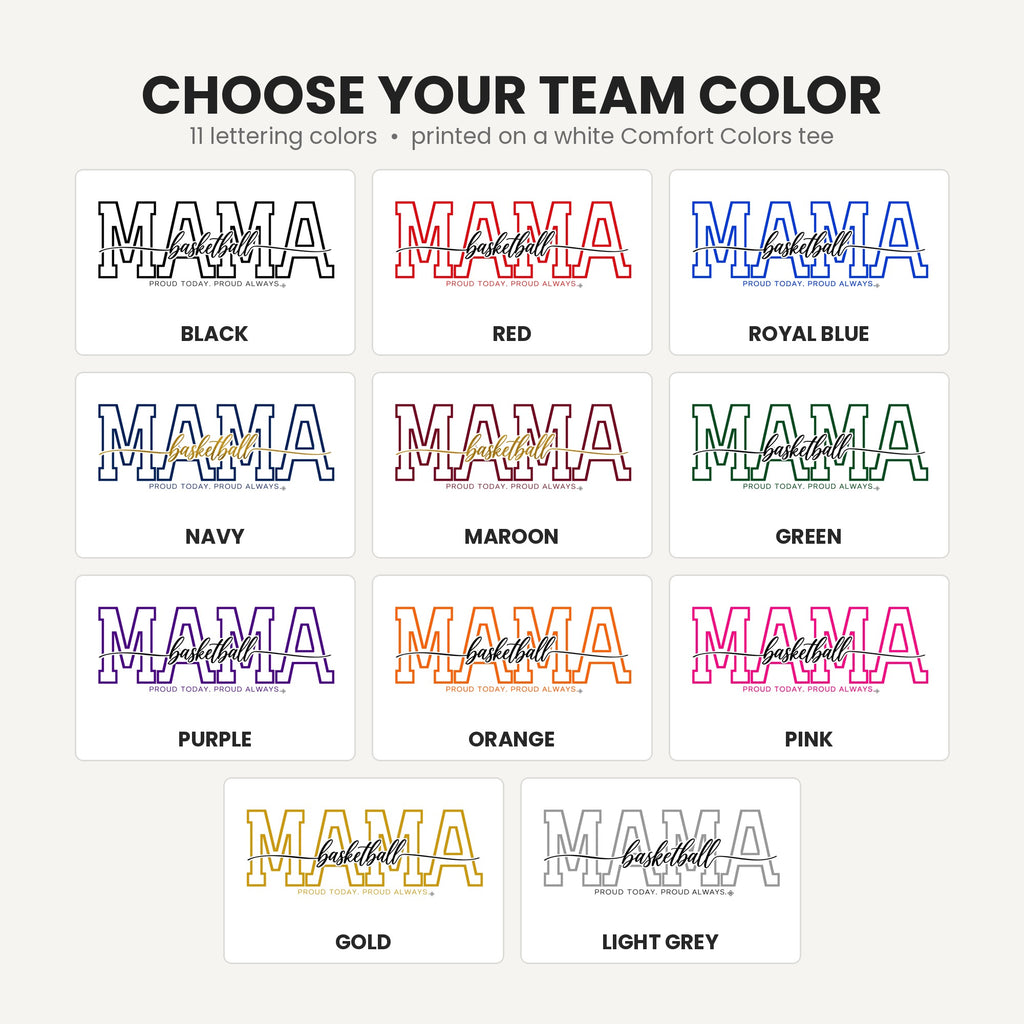 Basketball Mama shirt team lettering colors