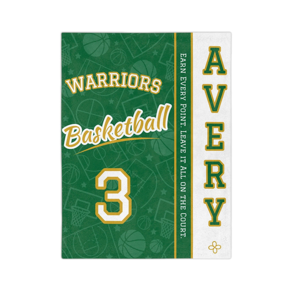 Personalized Basketball Blanket - Varsity Split Design | Custom Team Name, Number or Class Year & Player Name | Basketball Player, Senior Night Gift | Plush Throw