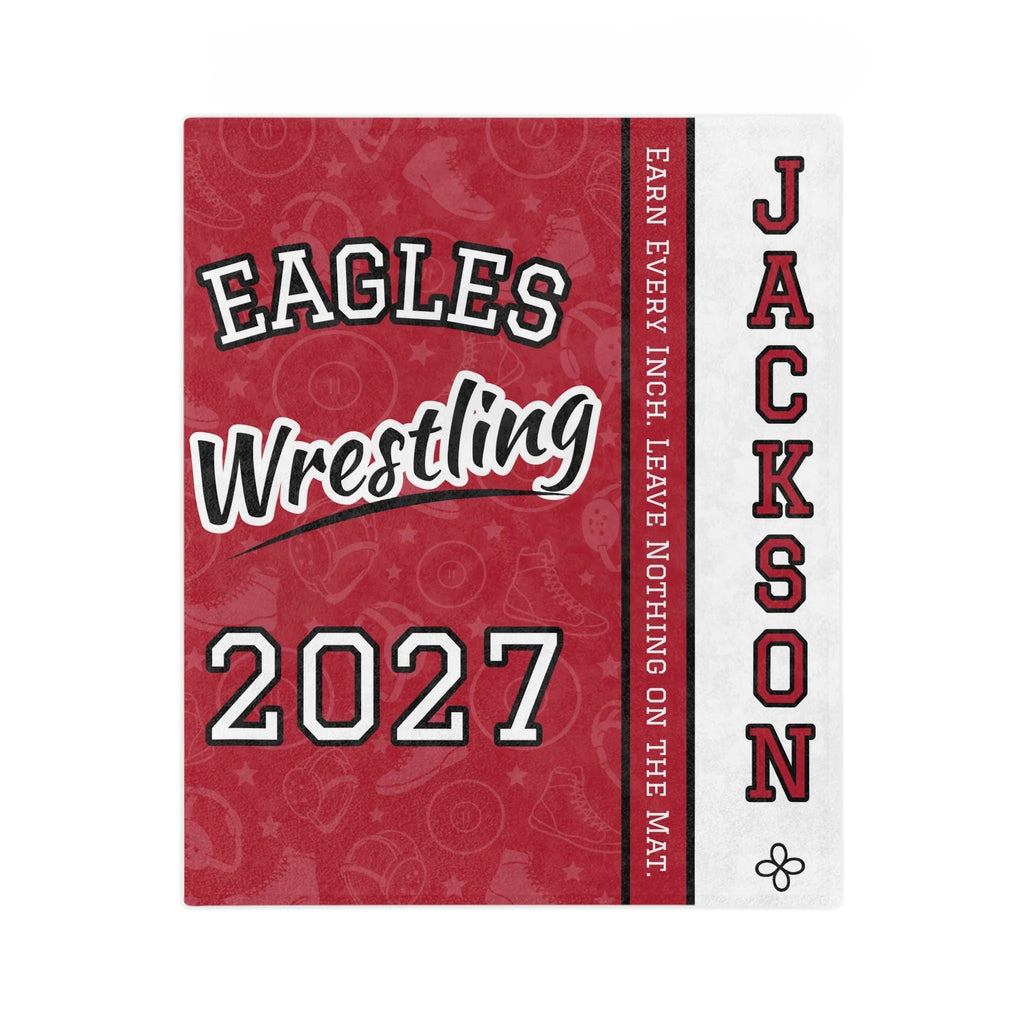 Personalized Wrestling Blanket - Varsity Split Design | Custom Team Name, Class Year or Number & Wrestler Name | Wrestler, Senior Night Gift | Plush Throw
