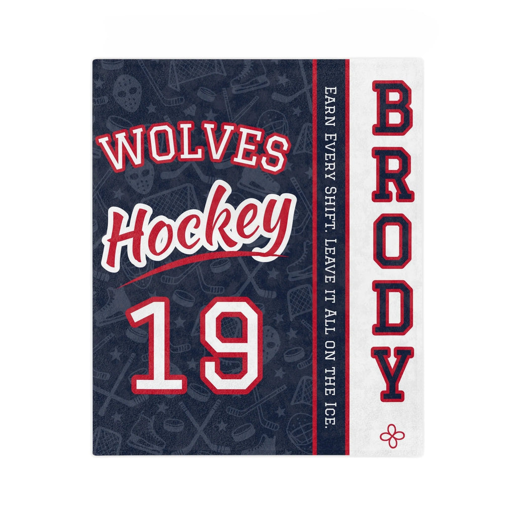 Personalized Hockey Blanket - Varsity Split Design | Custom Team Name, Number or Class Year & Player Name | Hockey Player, Senior Night Gift | Plush Throw