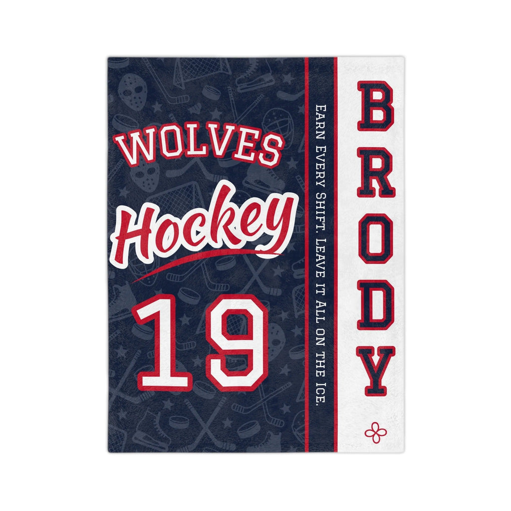 Personalized Hockey Blanket - Varsity Split Design | Custom Team Name, Number or Class Year & Player Name | Hockey Player, Senior Night Gift | Plush Throw