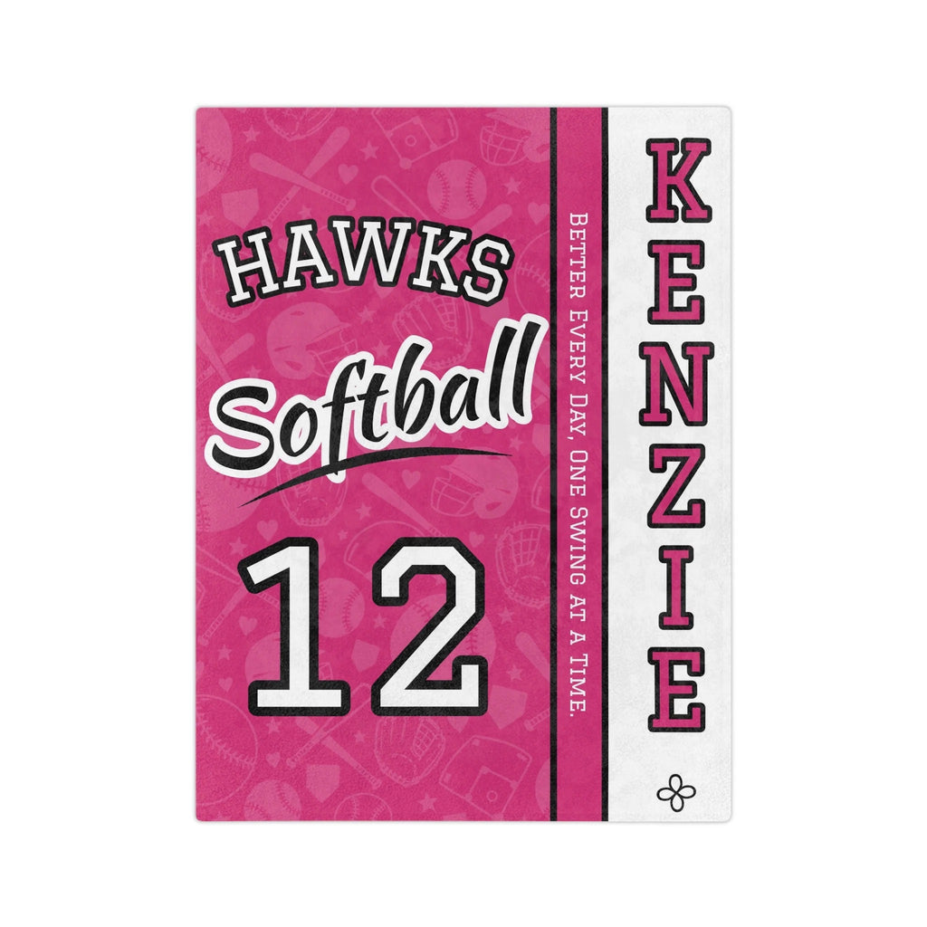 Personalized Softball Blanket - Varsity Split Design | Custom Team Name, Number or Class Year & Player Name | Softball Player, Senior Night Gift | Plush Throw
