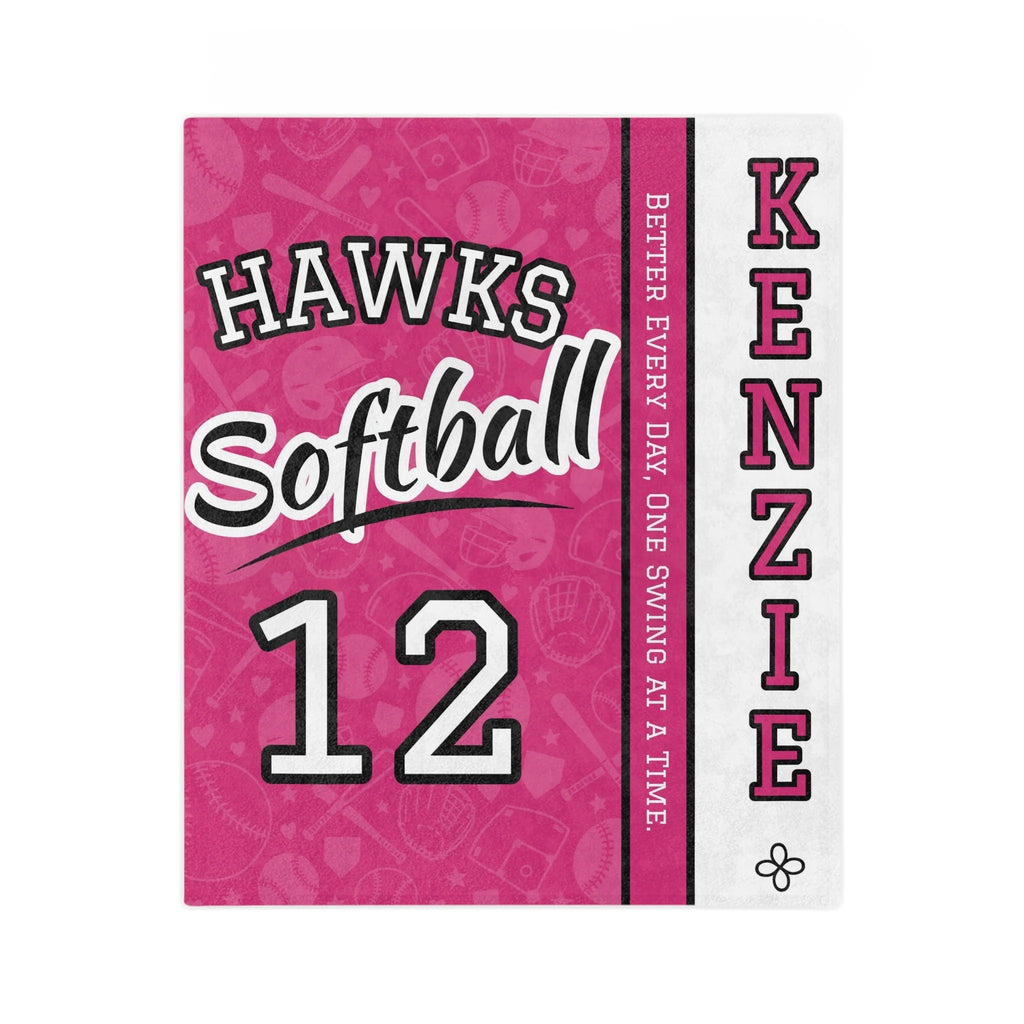 Personalized Softball Blanket - Varsity Split Design | Custom Team Name, Number or Class Year & Player Name | Softball Player, Senior Night Gift | Plush Throw