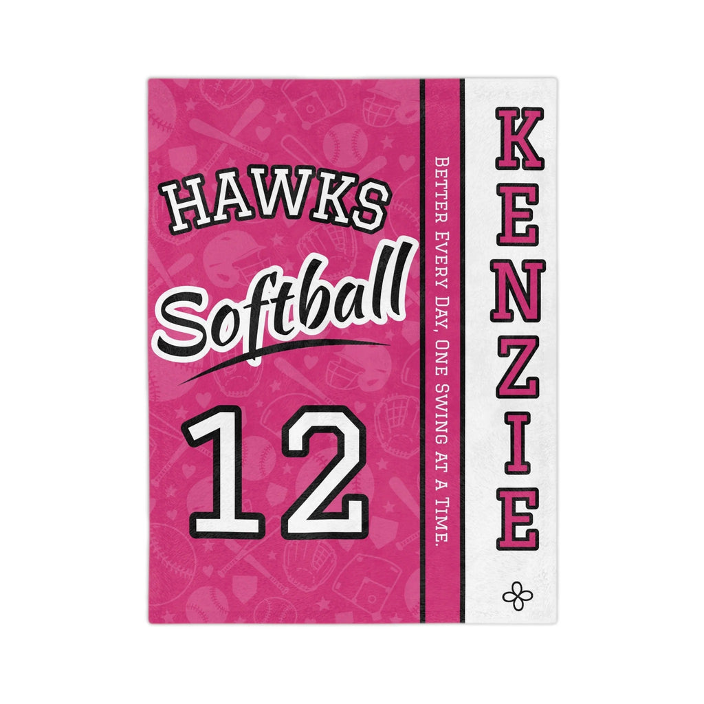Personalized Softball Blanket - Varsity Split Design | Custom Team Name, Number or Class Year & Player Name | Softball Player, Senior Night Gift | Plush Throw