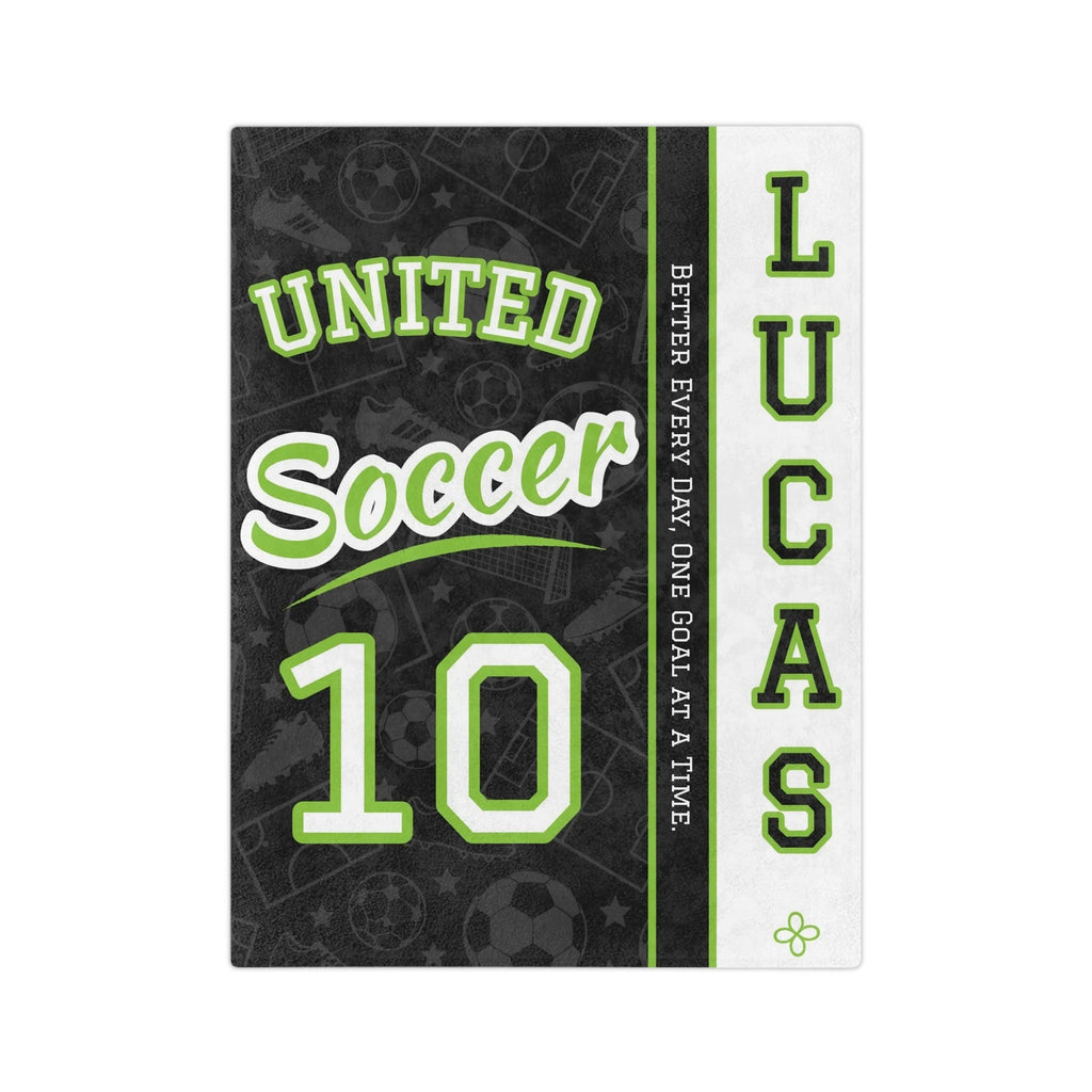 Personalized Soccer Blanket - Varsity Split Design | Custom Team Name, Number or Class Year & Player Name | Soccer Player, Senior Night Gift | Plush Throw