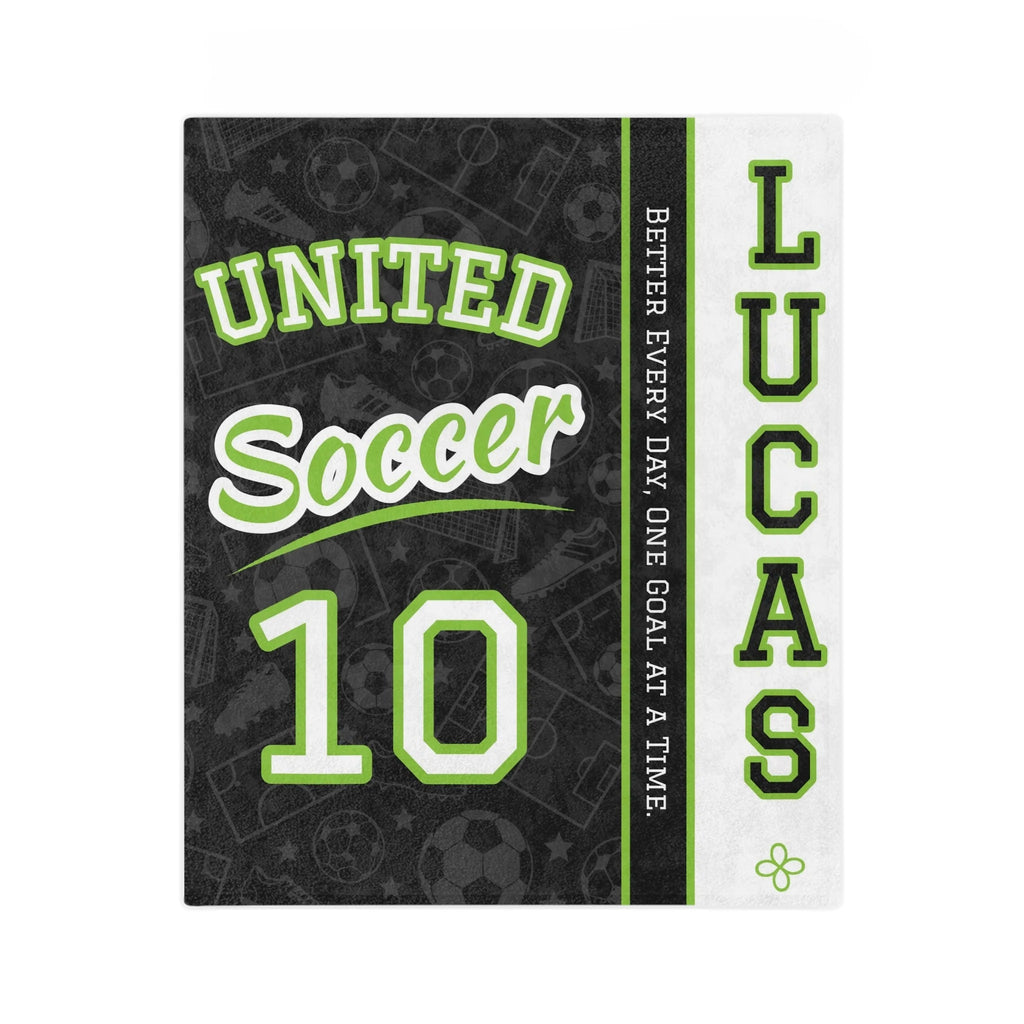 Personalized Soccer Blanket - Varsity Split Design | Custom Team Name, Number or Class Year & Player Name | Soccer Player, Senior Night Gift | Plush Throw