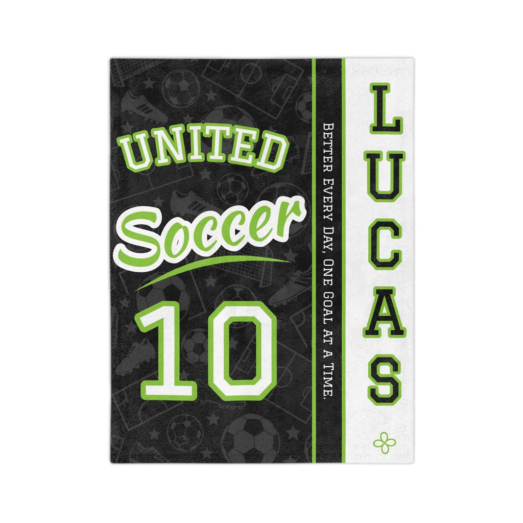 Personalized Soccer Blanket - Varsity Split Design | Custom Team Name, Number or Class Year & Player Name | Soccer Player, Senior Night Gift | Plush Throw