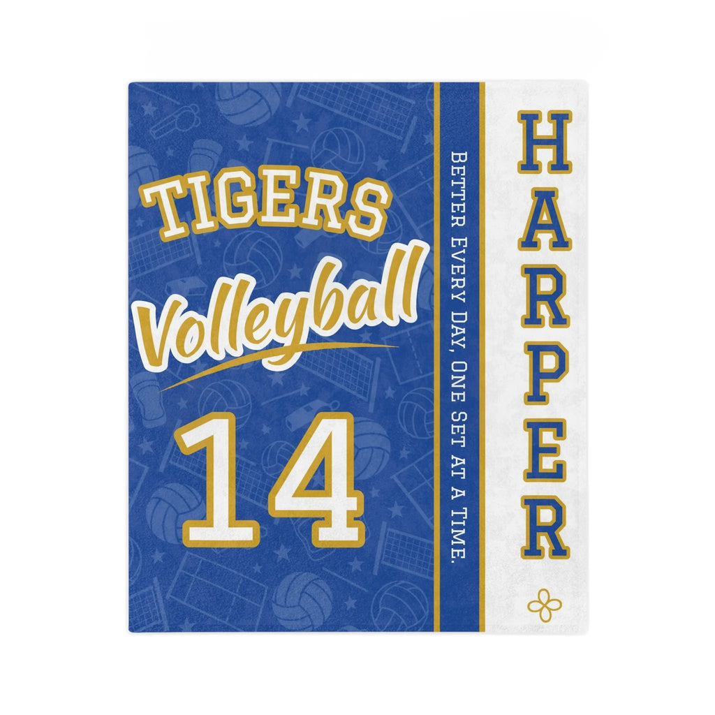 Personalized Volleyball Blanket - Varsity Split Design | Custom Team Name, Number or Class Year & Player Name | Volleyball Player, Senior Night Gift | Plush Throw
