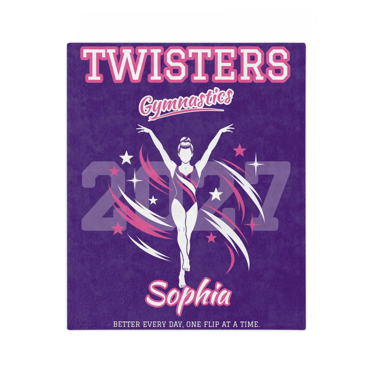 Personalized Gymnastics Blanket - Player Spotlight Design | Custom Team Name, Class Year & Gymnast Name | 2 Styles, Your Team Colors | Plush Throw