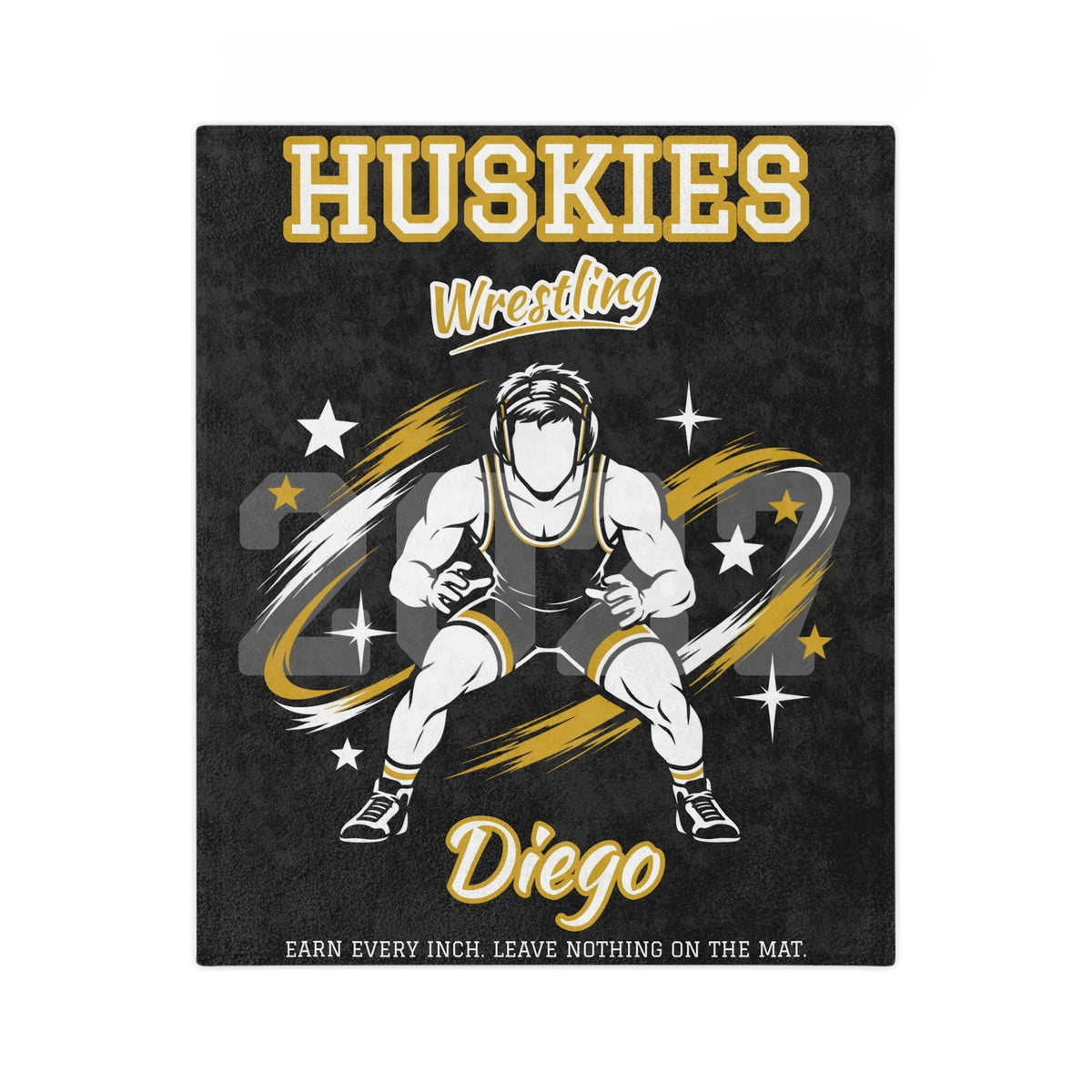 Personalized Wrestling Blanket - Player Spotlight Design | Custom Team Name, Class Year & Wrestler Name | 2 Styles, Your Team Colors | Plush Throw