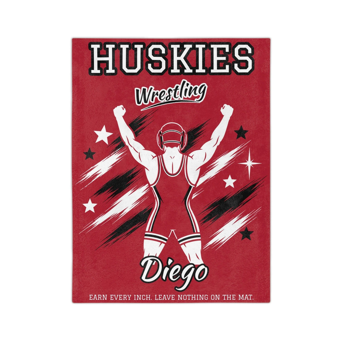 Personalized Wrestling Blanket - Player Spotlight Design | Custom Team Name, Class Year & Wrestler Name | 2 Styles, Your Team Colors | Plush Throw