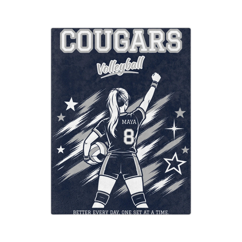 Personalized Volleyball Blanket - Player Spotlight Design | Custom Team Name, Number & Player Name | 2 Styles, Your Team Colors | Plush Throw