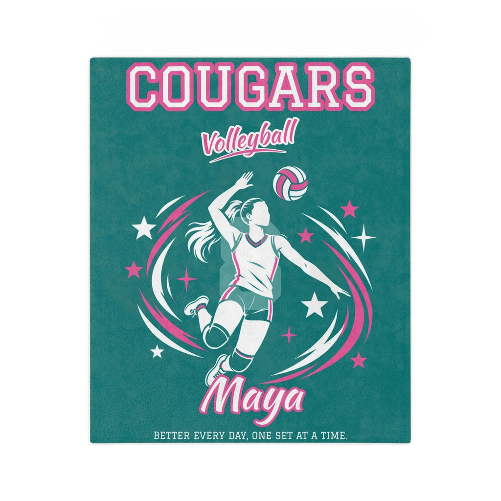 Personalized Volleyball Blanket - Player Spotlight Design | Custom Team Name, Number & Player Name | 2 Styles, Your Team Colors | Plush Throw